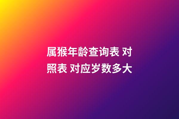 属猴年龄查询表 对照表 对应岁数多大
